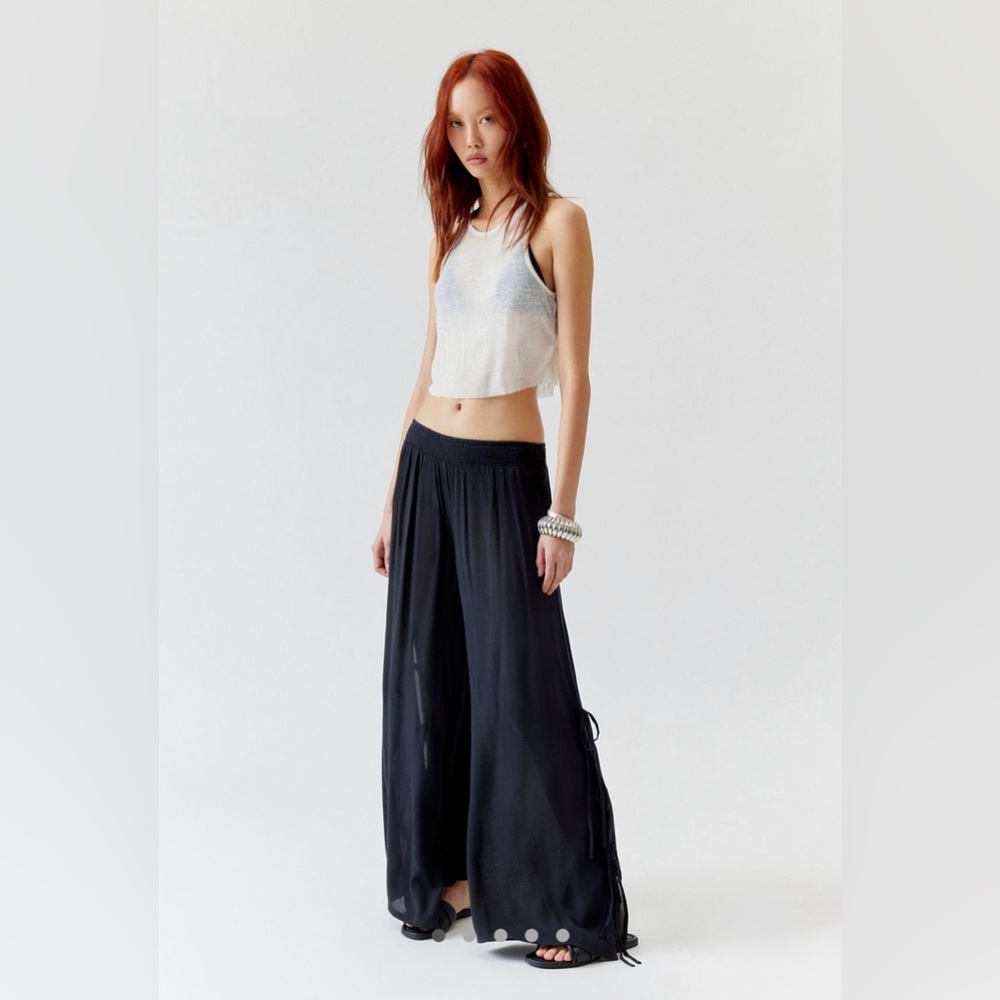Sheer Black Wide-Leg Pants